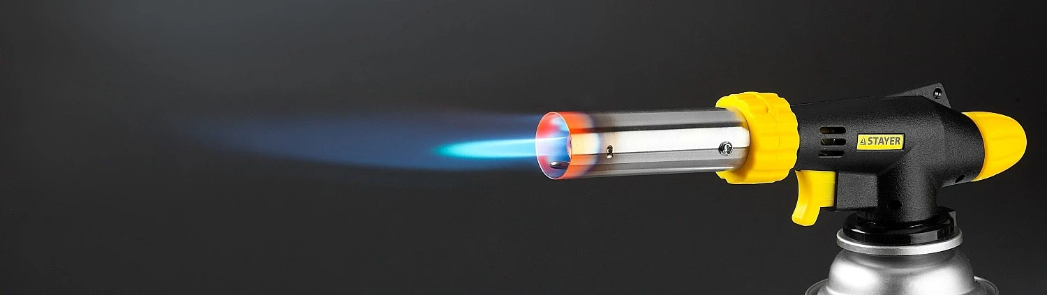 Увеличенный выход пламени, 1300°C, газовая горелка с пьезоподжигом на баллон с цанговым соединением, STAYER ProTerm PG 500 55580 — фото 3