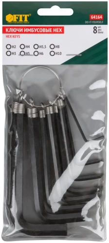 Ключи шестигранные HEX на кольце 8 шт.(2-10 мм) FIT 64164 — фото 3
