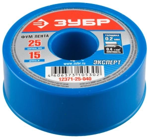 ФУМ лента, 0.2 мм х 25 мм х 15 м, 0.40 г/см3, ЗУБР 12371-25-040