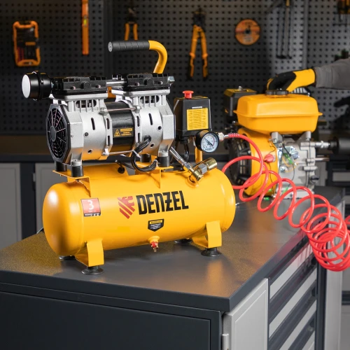 Компрессор DLS650/10 безмаслянный малошумный 650 Вт, 120 л/мин, ресивер 10 л Denzel 58021 — фото 11