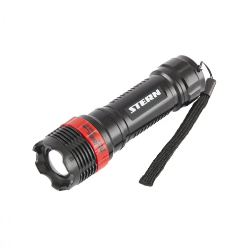 Фонарь бытовой, пластик, 1 W Led, ремешок, зум, 3 режима 100%-50%-строб, 3 х ААА Stern 90570 — фото 1