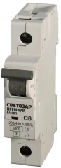 Автоматический выключатель, 1P, 63А, C, 6кА, СВЕТОЗАР ВА-60П SV-49021-63-C