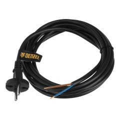 Шнур сетевой Energy Series, ПВС, 3 м, 2 x 1,5 мм, с неразборной вилкой, черный, Denzel 37673