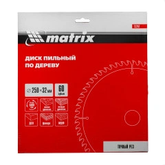 Пильный диск по дереву, 250 х 32 мм, 60 зубьев Matrix 73267