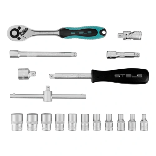 Набор торцевых головок с трещоткой, 1/4", 18 предметов Stels 13573 — фото 4
