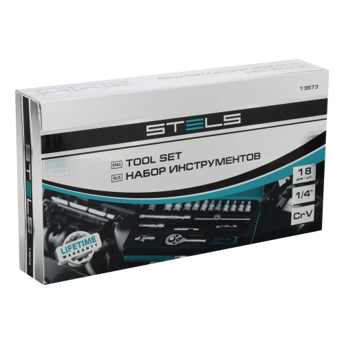 Набор торцевых головок с трещоткой, 1/4", 18 предметов Stels 13573 — фото 17