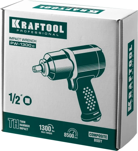 Ударный пневматический гайковерт, 1/2", 1300 Н·м, KRAFTOOL PW-1300c 64205 — фото 2