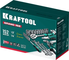 Универсальный набор инструмента, 152 предм., (1/2"+1/4"), KRAFTOOL GRAND-152 27978-H152