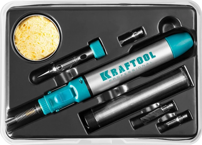 Газовый паяльник, 70 B, 30 - 70 Вт, 1300°С, горелка, фен, набор 8 в 1, KRAFTOOL SolderGas 55504-H8 — фото 16