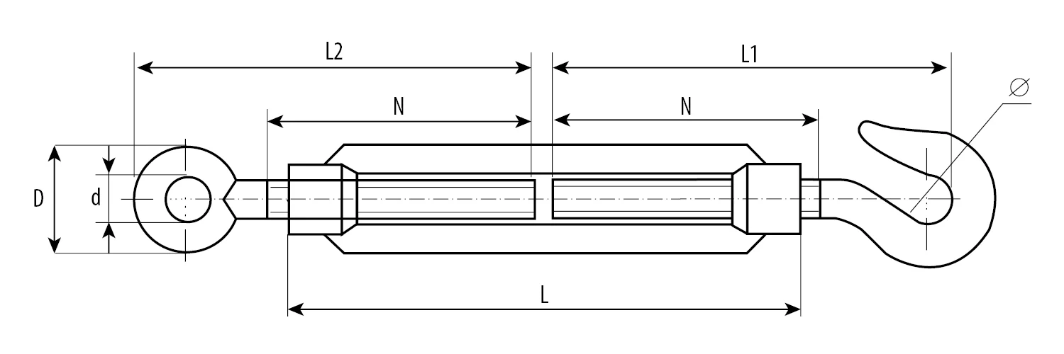 Талреп крюк-кольцо, М16, кованая натяжная муфта, 2 шт, ЗУБР DIN 1480 4-304355-16 — фото 2