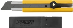 Нож (OL-H-1BB/5BB), 25 мм, в комплекте с лезвиями EXCEL BLACK 5 шт, OLFA OL-H-1BB/5BB — фото 1