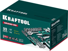 Универсальный набор инструмента, 99 предм., (1/2"+1/4"), KRAFTOOL GRAND-99 27978-H99