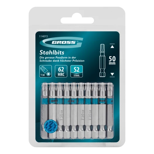 Бита Torx 30х50мм, сталь S2, шестигр., 10 шт. Gross 114072 — фото 6