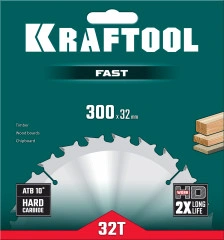 Пильный диск по дереву, 300 х 32 мм, 32Т, KRAFTOOL Fast 36950-300-32