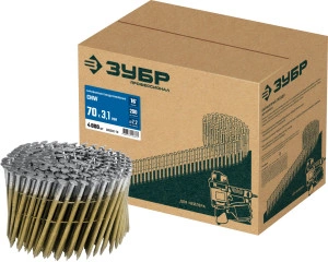 Барабанные гвозди рифленые, CNW 70 х 3.1 мм, 4800 шт, ЗУБР 305382-70