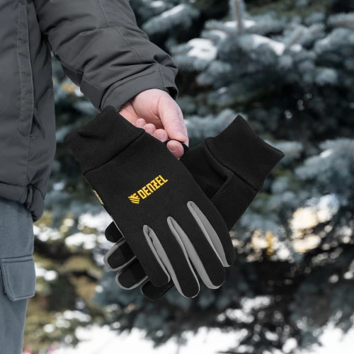 Перчатки универсальные, двойные, работа с сенсорным экраном, вязаная манжета, размер 8 Denzel 68092 — фото 15