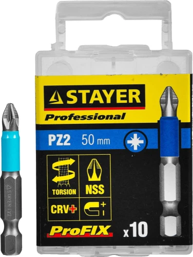 Набор бит, 50 мм, 10 шт, STAYER ProFix PZ2 26223-2-50-10_z01 — фото 1