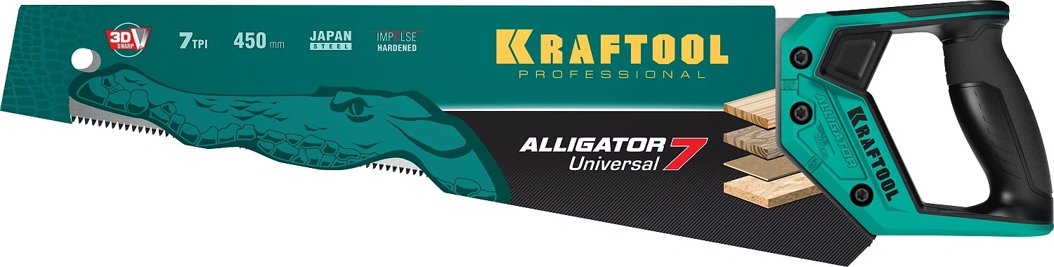 Универсальная ножовка, 450 мм, KRAFTOOL Alligator Universal 7 15004-45_z01 — фото 2